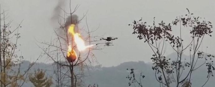 Огнеметный дрон помог жителям китайской деревни