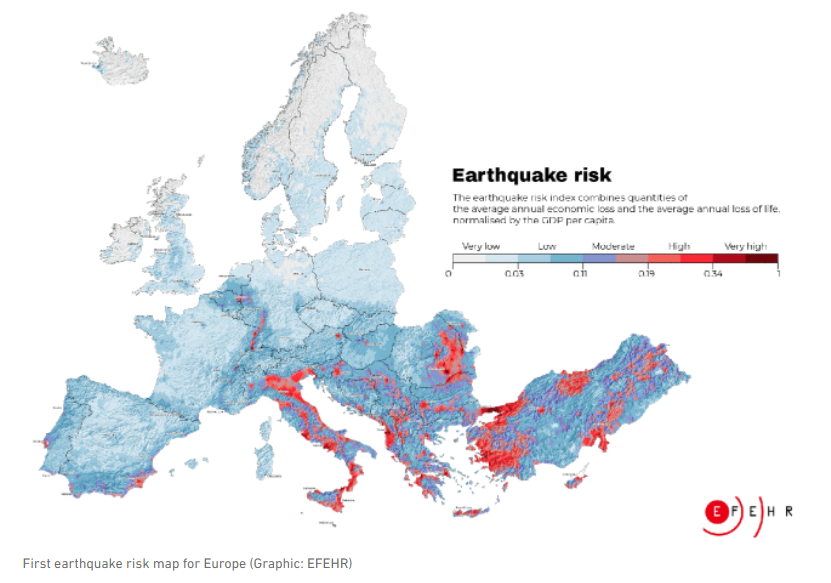модель вероятности землетрясений в Европе